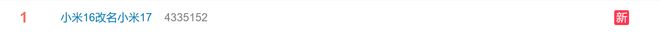 热搜第一！小米16系列更名为「小米17」 全面对标iPhon